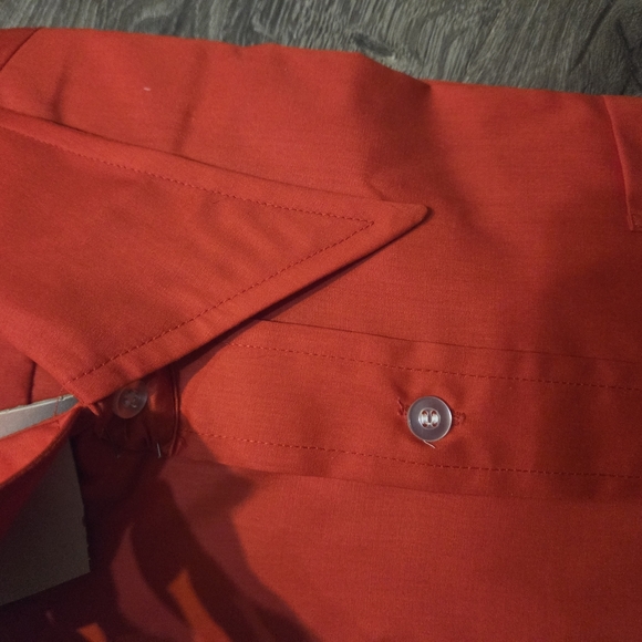 1970s Dagger Collar Red Orange men's shirt Deadstock VTG Mint NWT - Picture 16 of 16